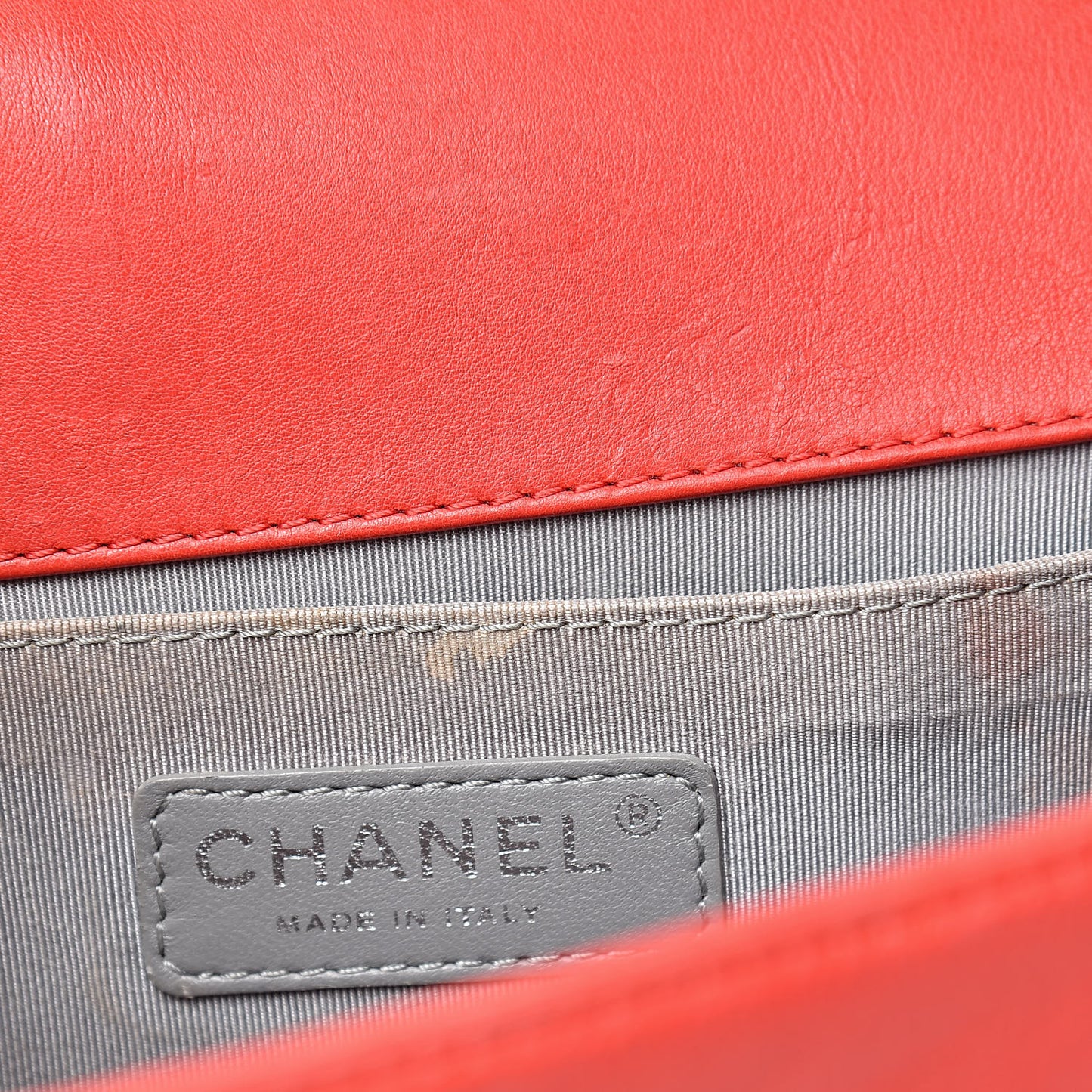 Calfskin Quilted Double Stitch Medium Boy Flap Red