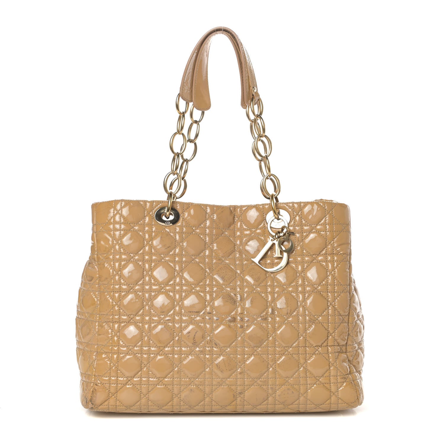Christian Dior Patent Cannage Large Dior Soft Shopping Tote Beige 1 of 9