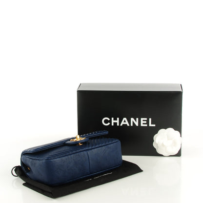 Chanel Lambskin Chevron Quilted Small Flap Navy Blue 4 of 8