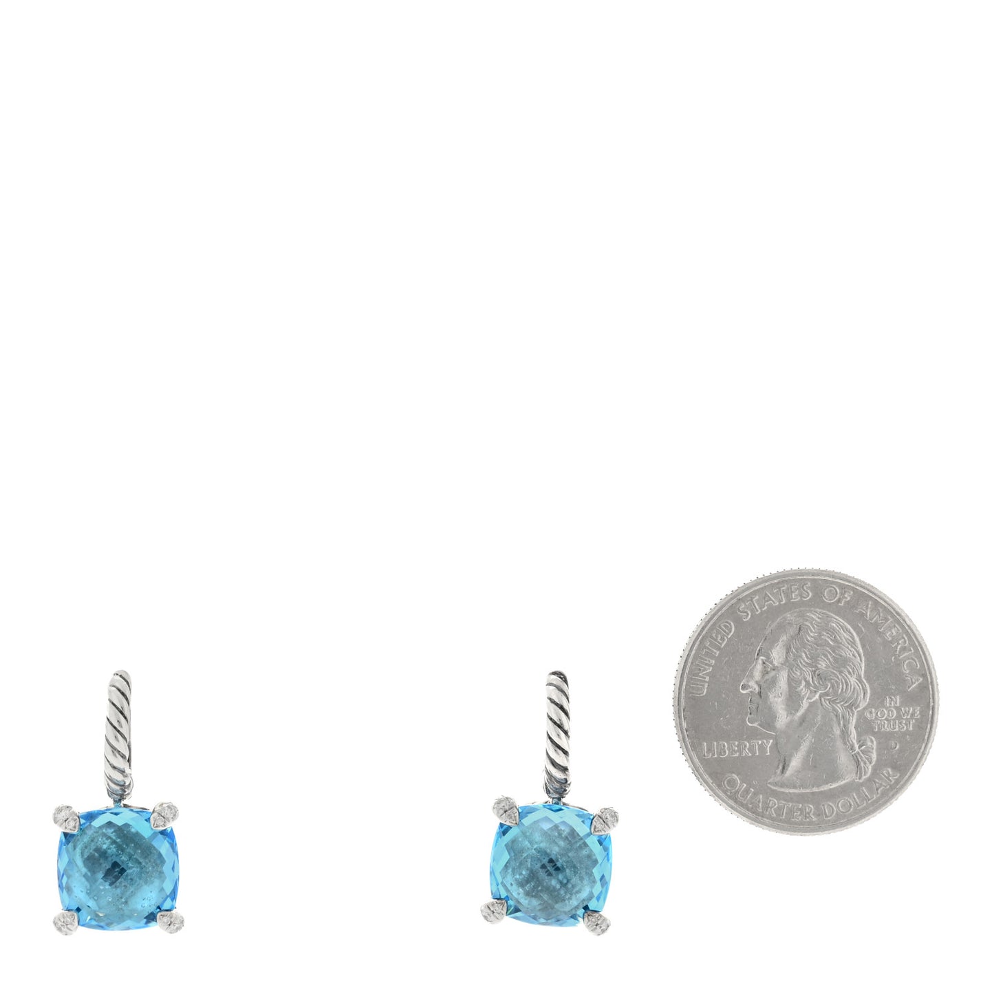 Sterling Silver Blue Topaz Diamond Chatelaine Drop Earrings
