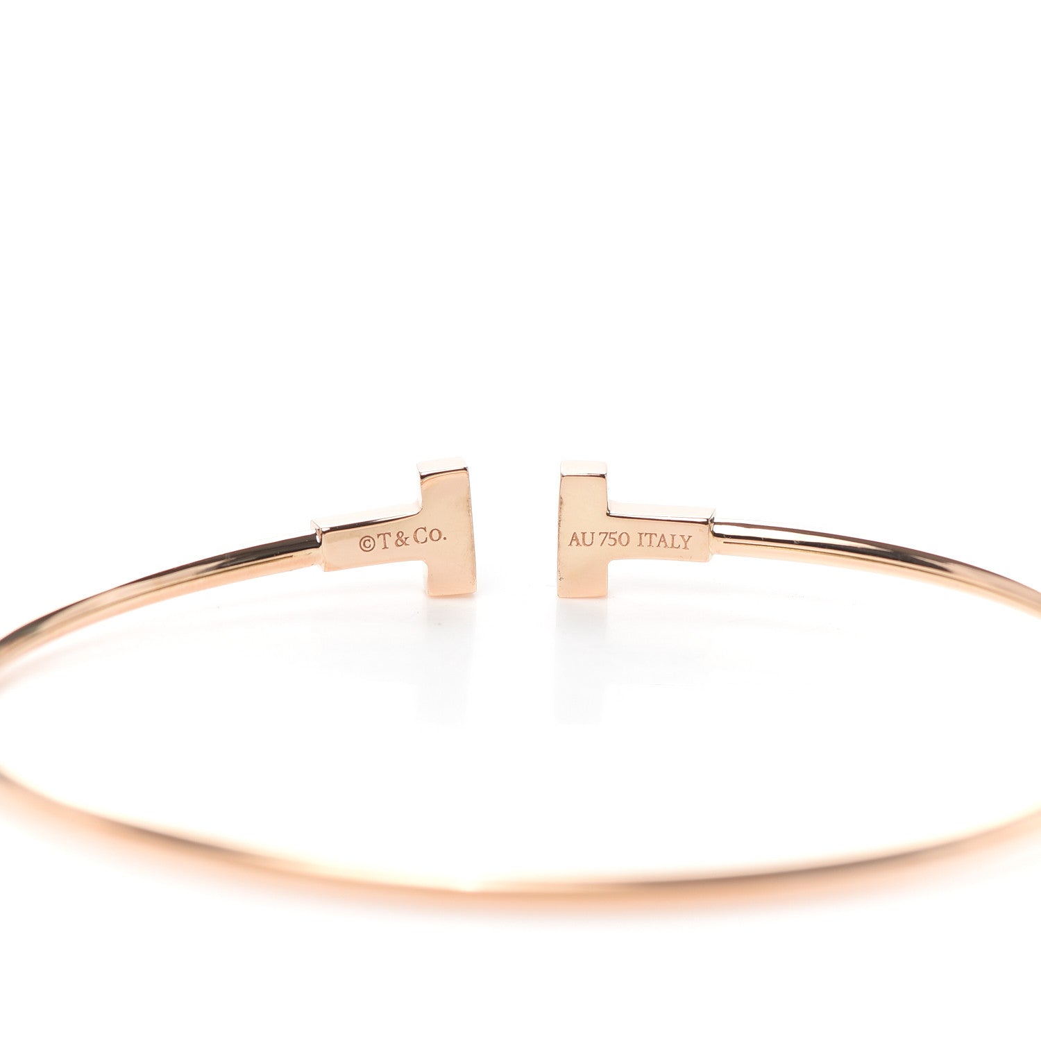 Tiffany 18K Rose Gold Narrow T Wire Bracelet 4 of 5