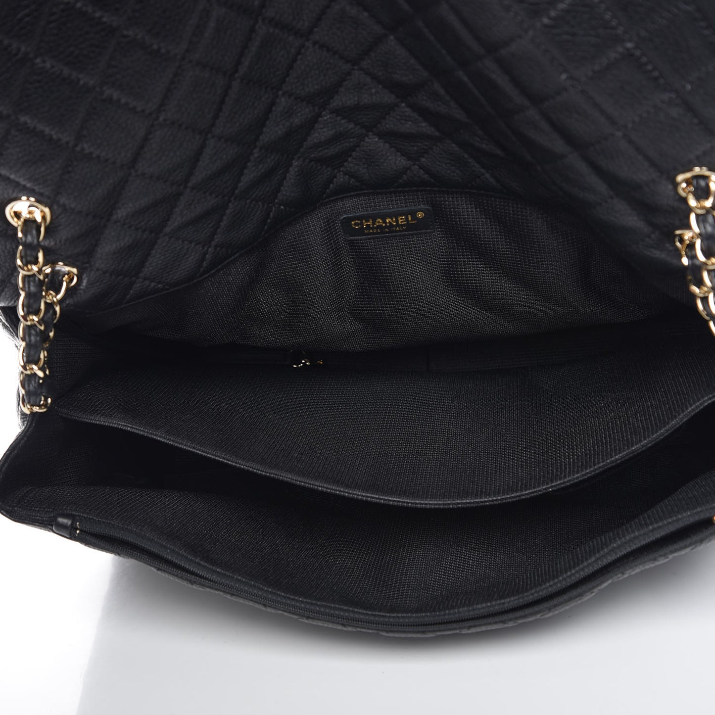 Calfskin Quilted XXL Travel Flap Bag Black