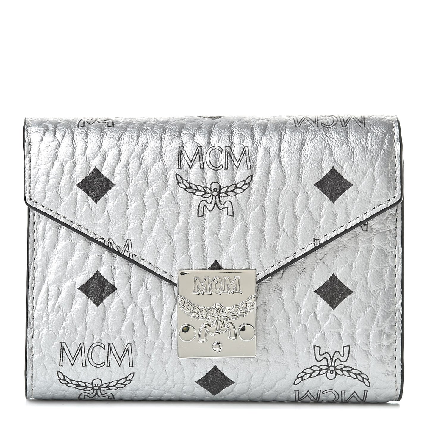 Metallic Visetos Compact Wallet Silver
