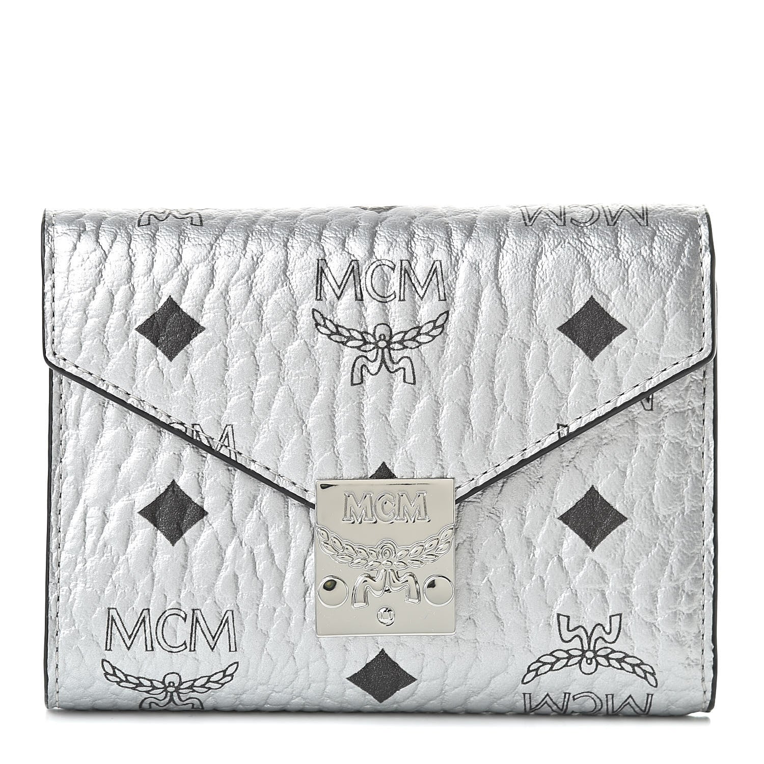 MCM Metallic Visetos Compact Wallet Silver 1 of 8