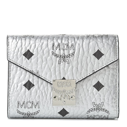 MCM Metallic Visetos Compact Wallet Silver 1 of 8