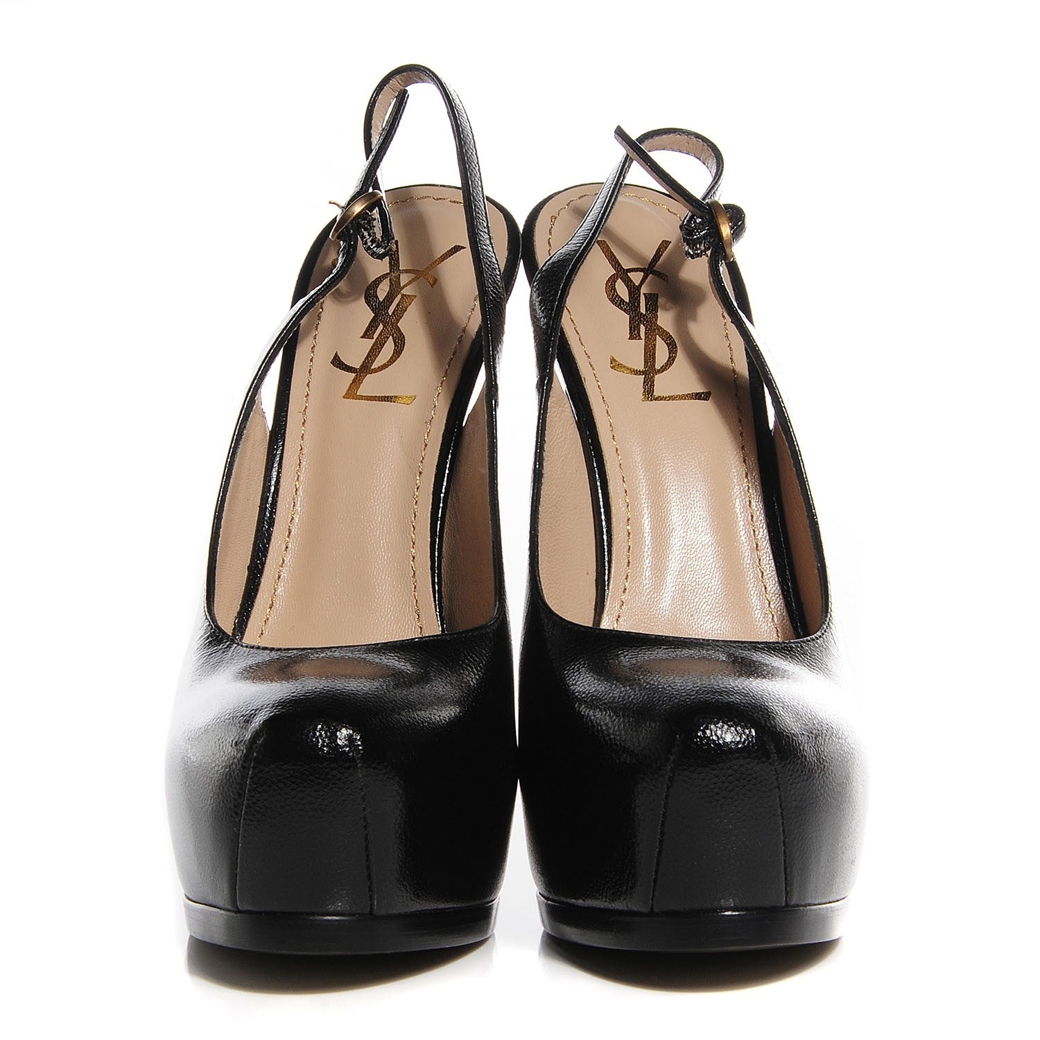 Saint Laurent Vernigolf Tribtoo Platform Slingback 105 Pumps 38 Black 2 of 7