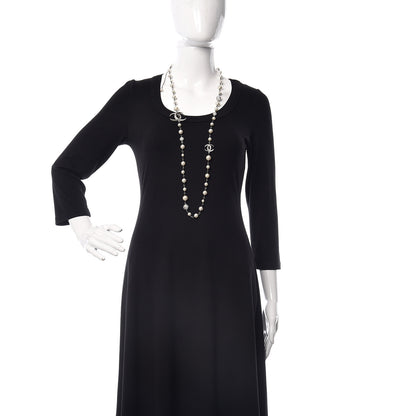 Chanel Crystal Pearl CC Long Necklace Silver 2 of 5