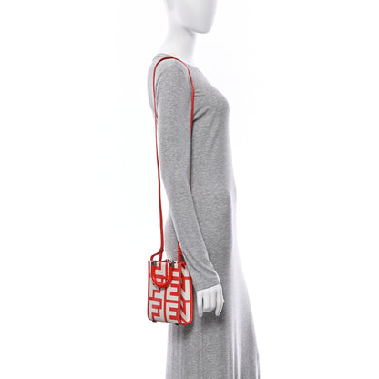 Fendi X MARC JACOBS Vitello King Plexiglass Logo Print Mini Fendi Sunshine Shopper Tote Coral  White 2 of 10