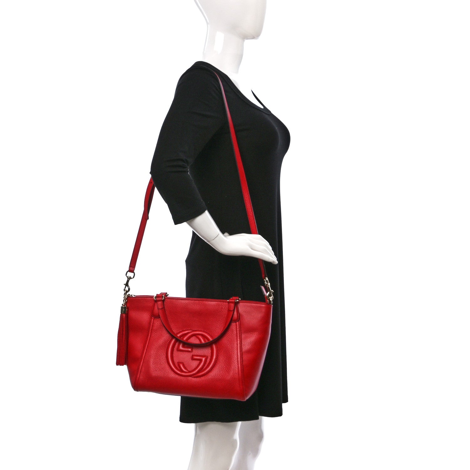Gucci Pebbled Calfskin Small Soho Top Handle Bag Red 2 of 14