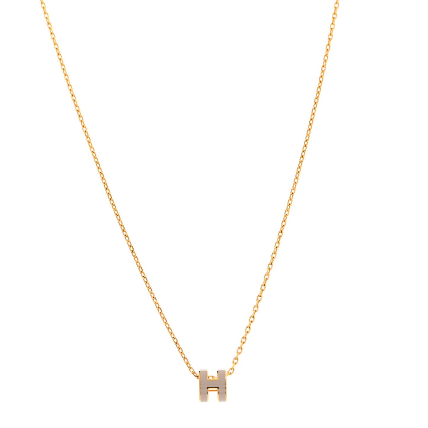 Lacquered Gold Mini Pop H Pendant Necklace Marron Glace