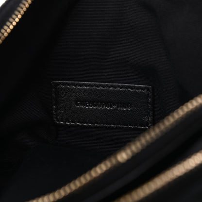 Saint Laurent Grained Lambskin Quilted Mini Becky Double Zip Bag Black 9 of 10