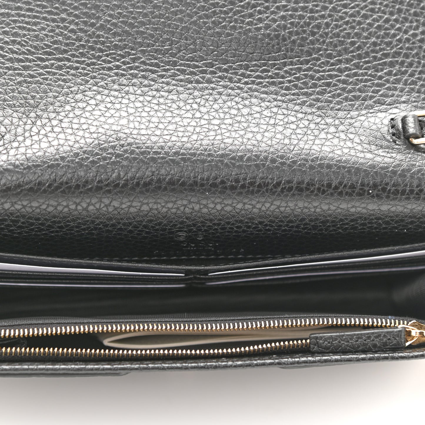 Pebbled Calfskin Soho Wallet on Chain Black