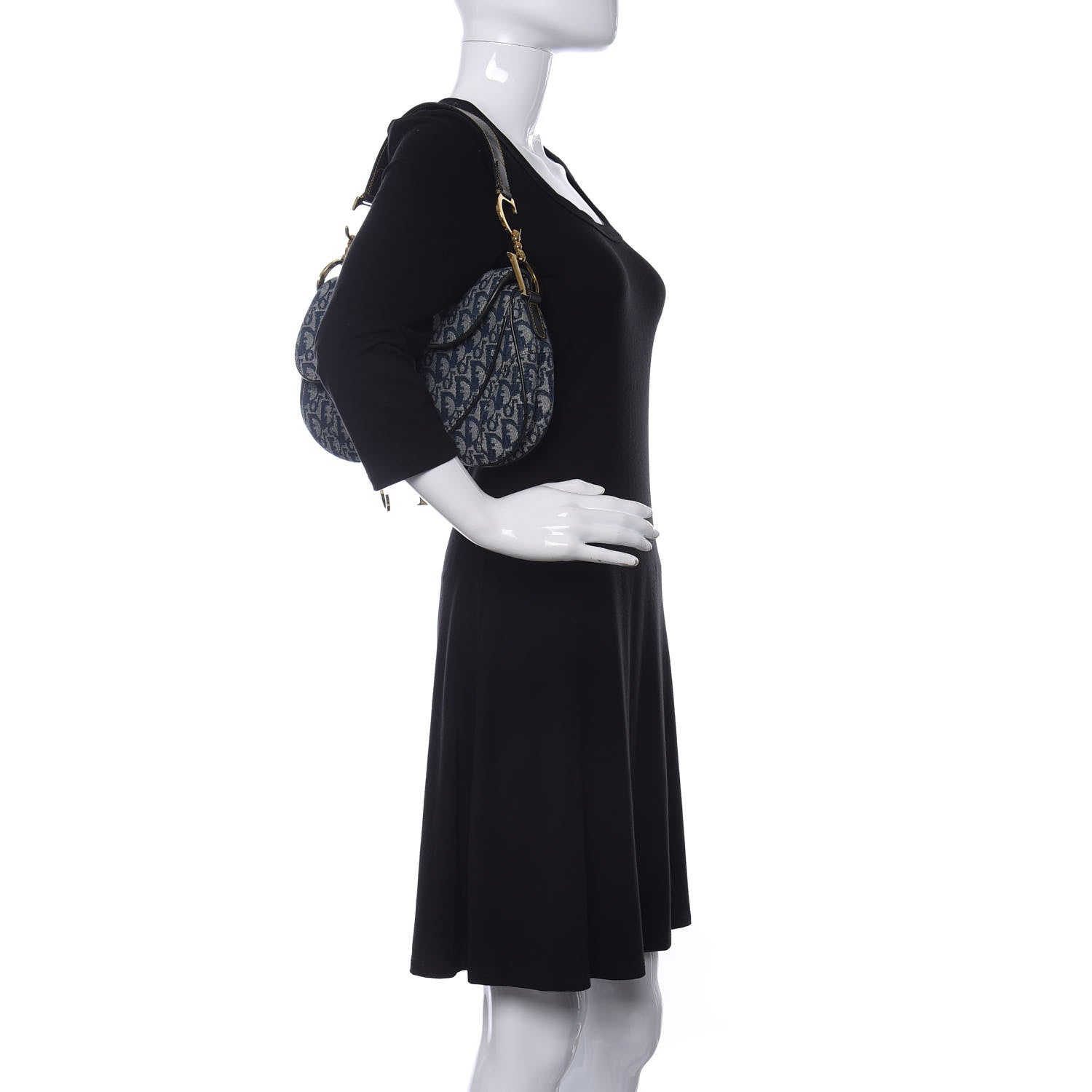 Christian Dior Monogram Double Saddle Bag Navy Blue 2 of 8