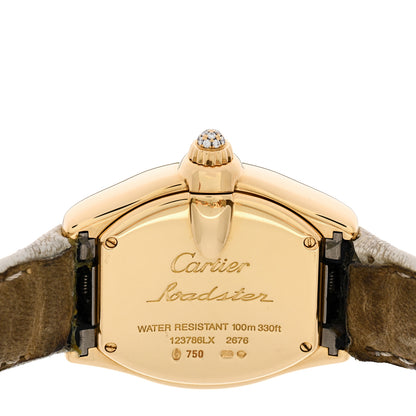 Cartier 18K Yellow Gold Alligator Diamond 31mm Roadster Quartz Watch 4 of 5