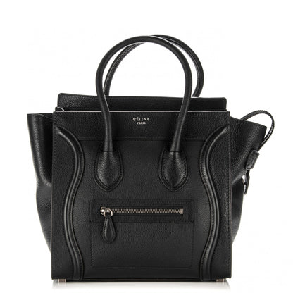 Celine Drummed Calfskin Micro Luggage Black 1 of 7
