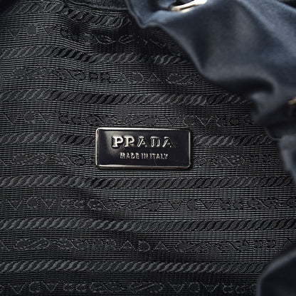 Prada Satin Double Buckle Backpack Dark Blue 6 of 11
