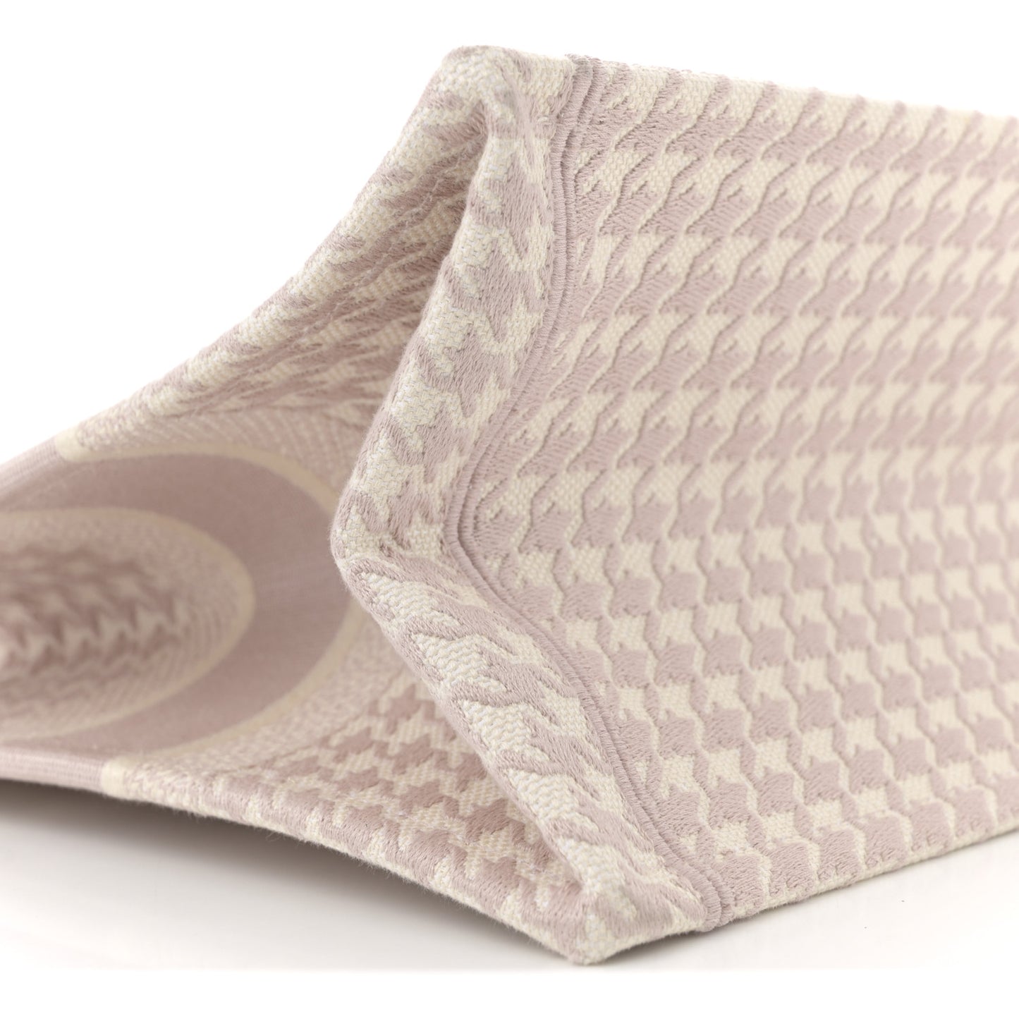 Canvas Macro Houndstooth Embroidered Book Tote Pink White