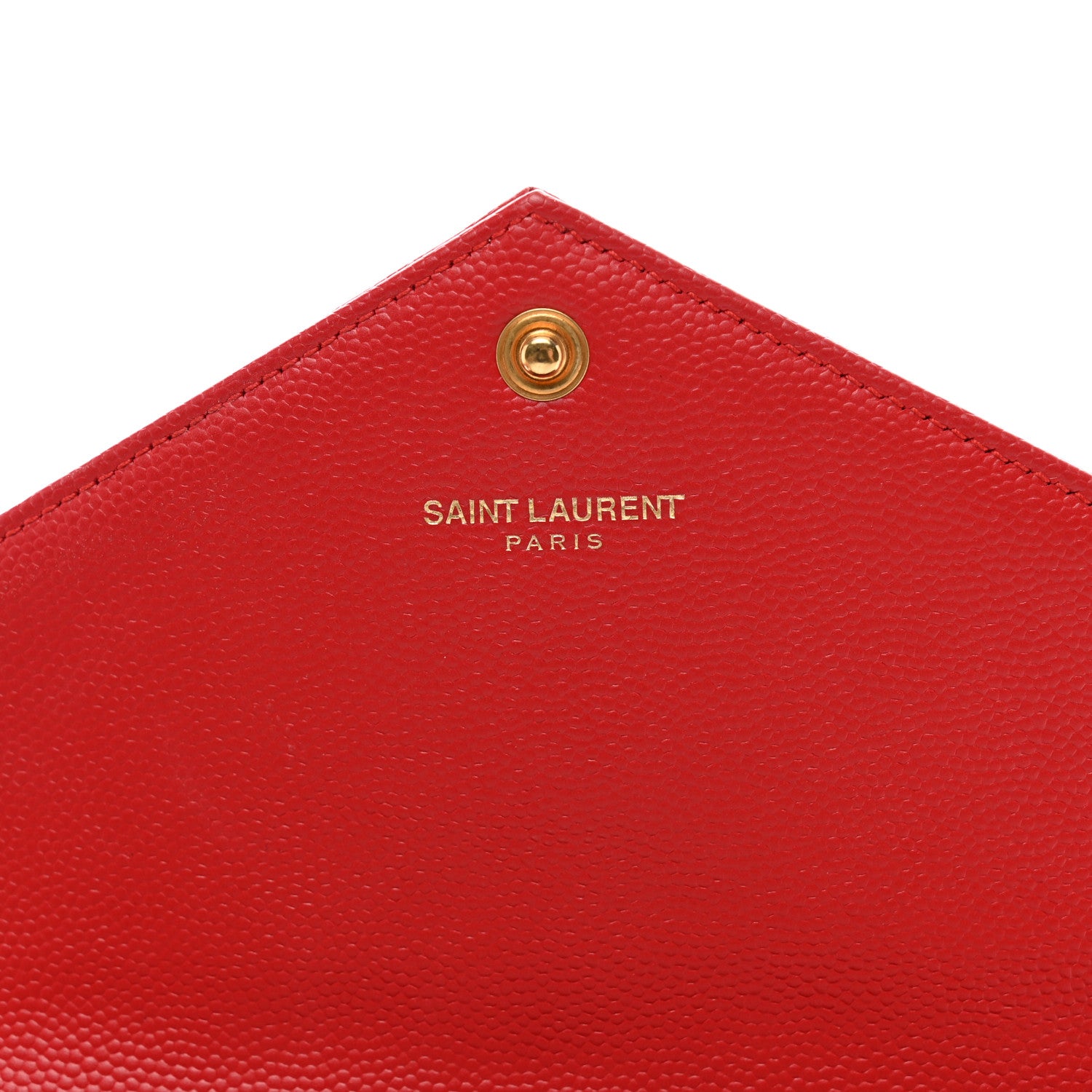 Saint Laurent Grain De Poudre Matelasse Chevron Monogram Envelope Chain Wallet New Red 8 of 11
