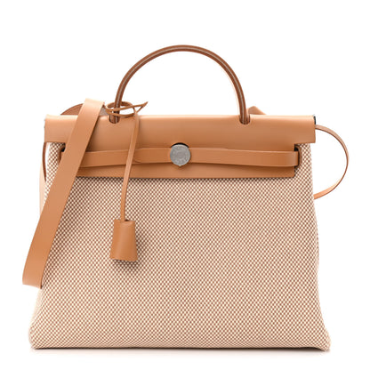 Hermes Vache Hunter Criss Viking Herbag Zip Retourne 31 PM Ecru Beige Naturel 1 of 13