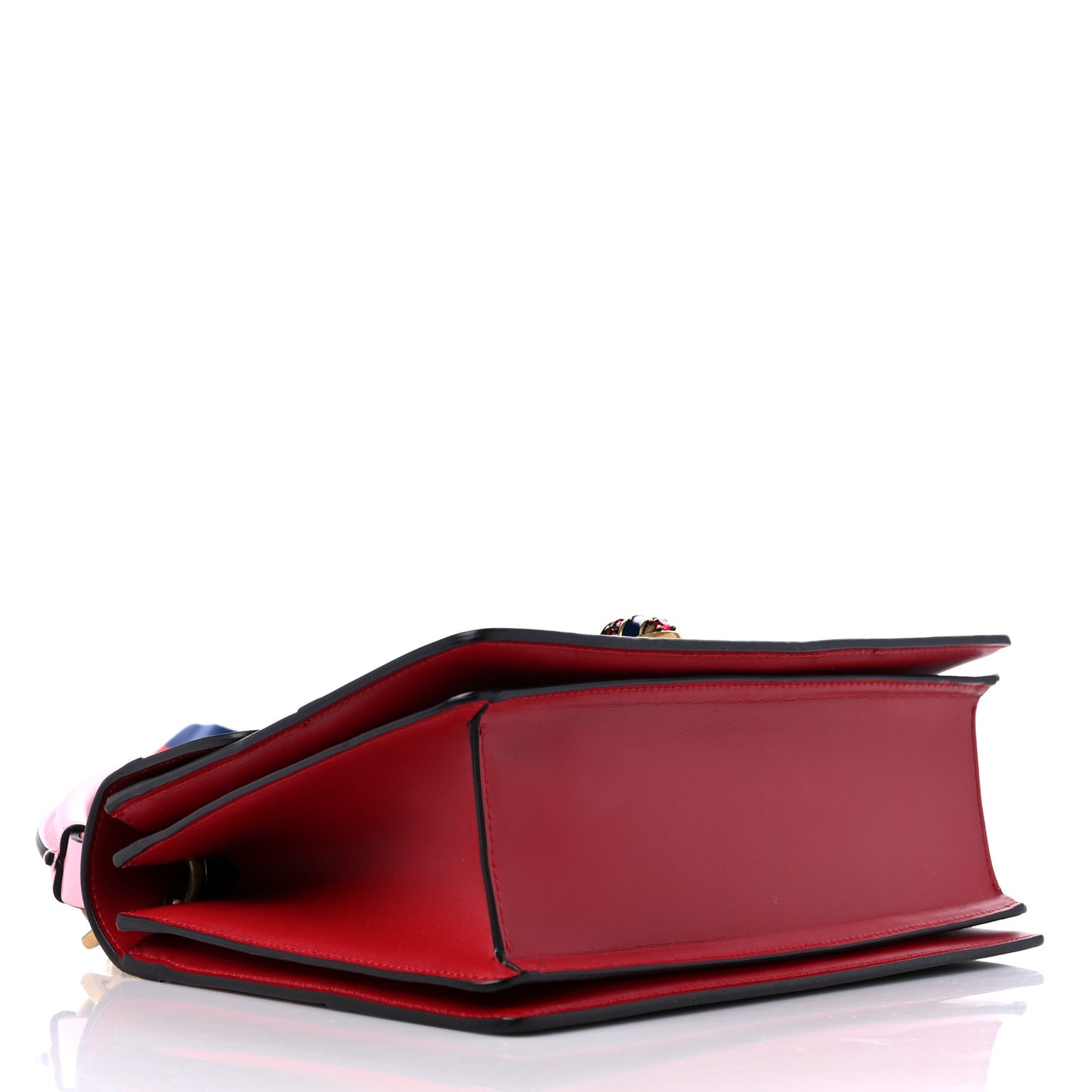 Calfskin Sylvie Web Small Queen Margaret Top Handle Bag Blue Agata Hibiscus Red Mystic White Sugar Pink