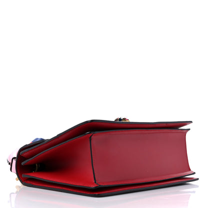 Gucci Calfskin Sylvie Web Small Queen Margaret Top Handle Bag Blue Agata Hibiscus Red Mystic White Sugar Pink 4 of 12