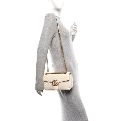 Gucci Calfskin Matelasse Small GG Marmont Shoulder Bag White 2 of 10