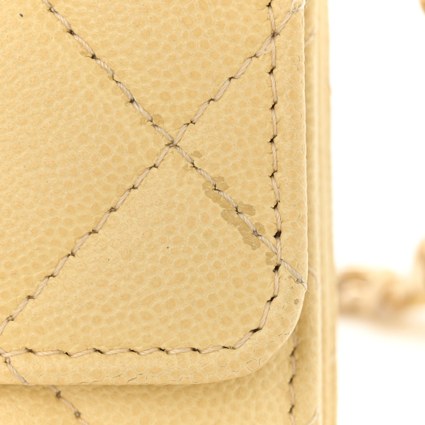 Caviar Quilted Studded CC Wallet on Chain WOC Yellow