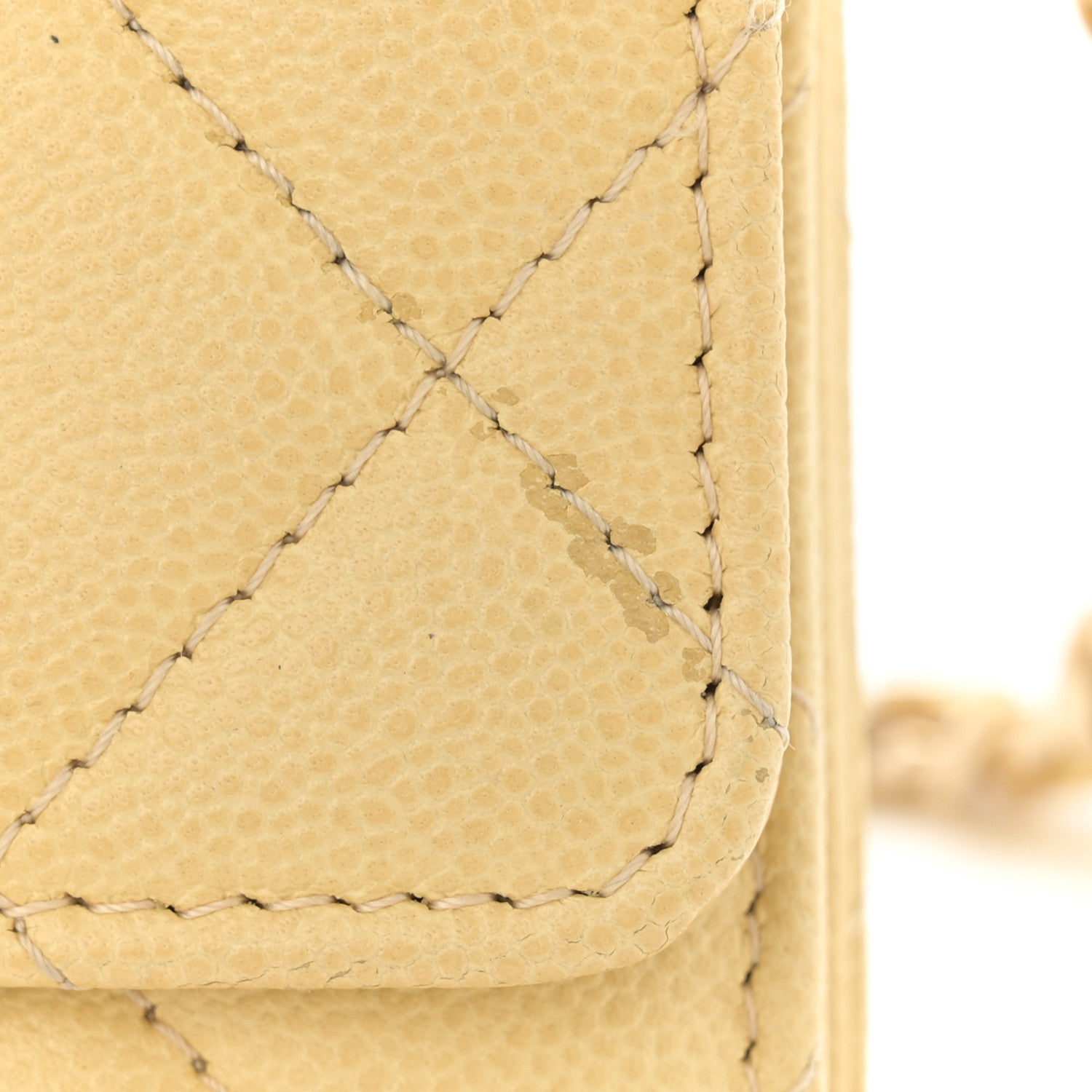 Chanel Caviar Quilted Studded CC Wallet on Chain WOC Yellow 14 of 15