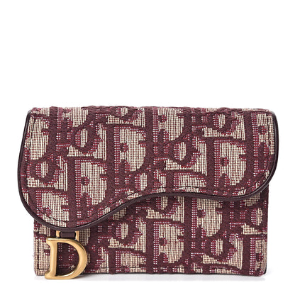Christian Dior Oblique Saddle Card Holder Bordeaux 1 of 7
