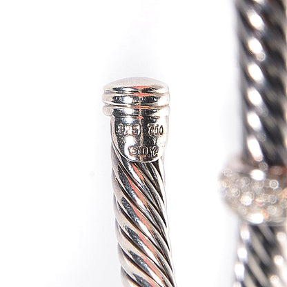 David Yurman Sterling Silver 18k White Gold Pave Diamond 5mm Cable Classics Cuff 3 of 4