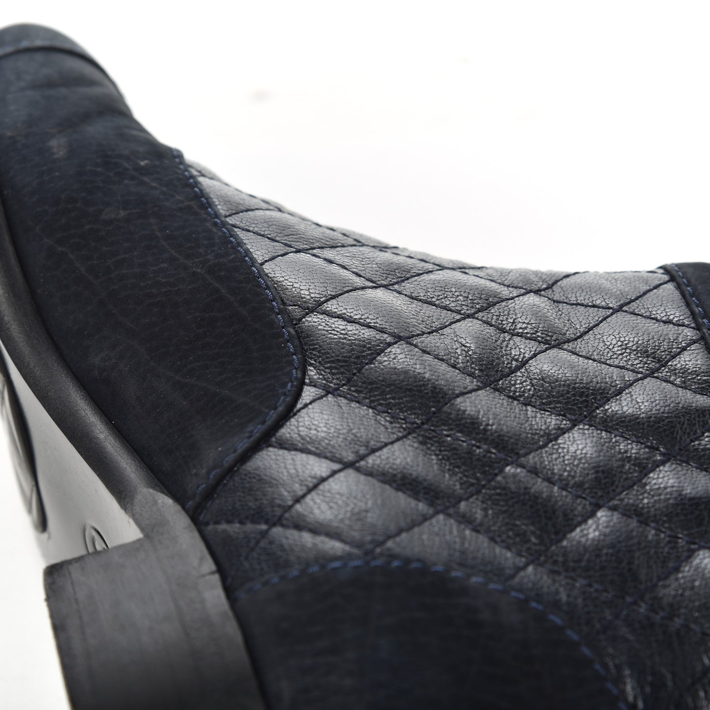 Suede Goatskin Fantasy Quilted Short Boots 37.5 Navy