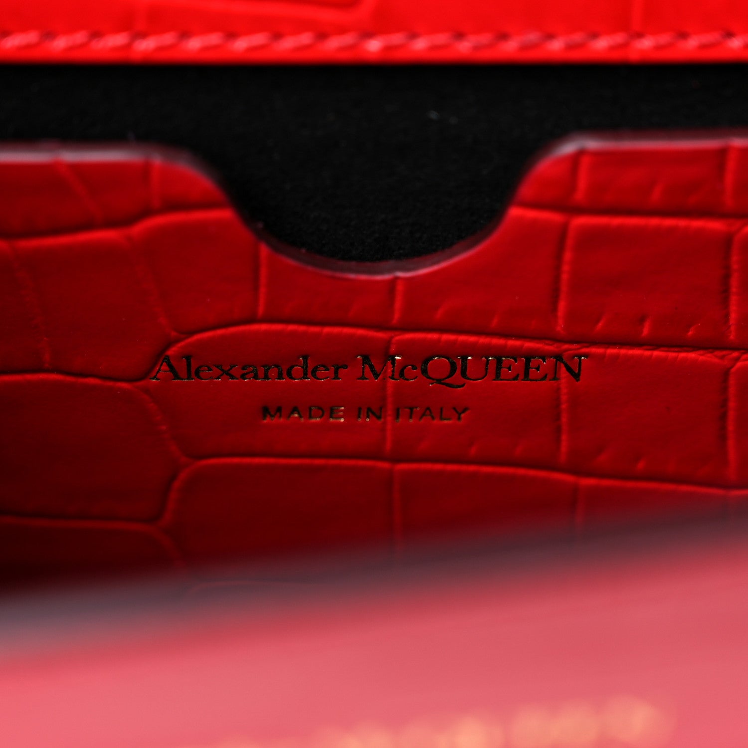 Alexander McQueen Calfskin Crocodile Embossed Mini Jeweled Satchel Red 7 of 9
