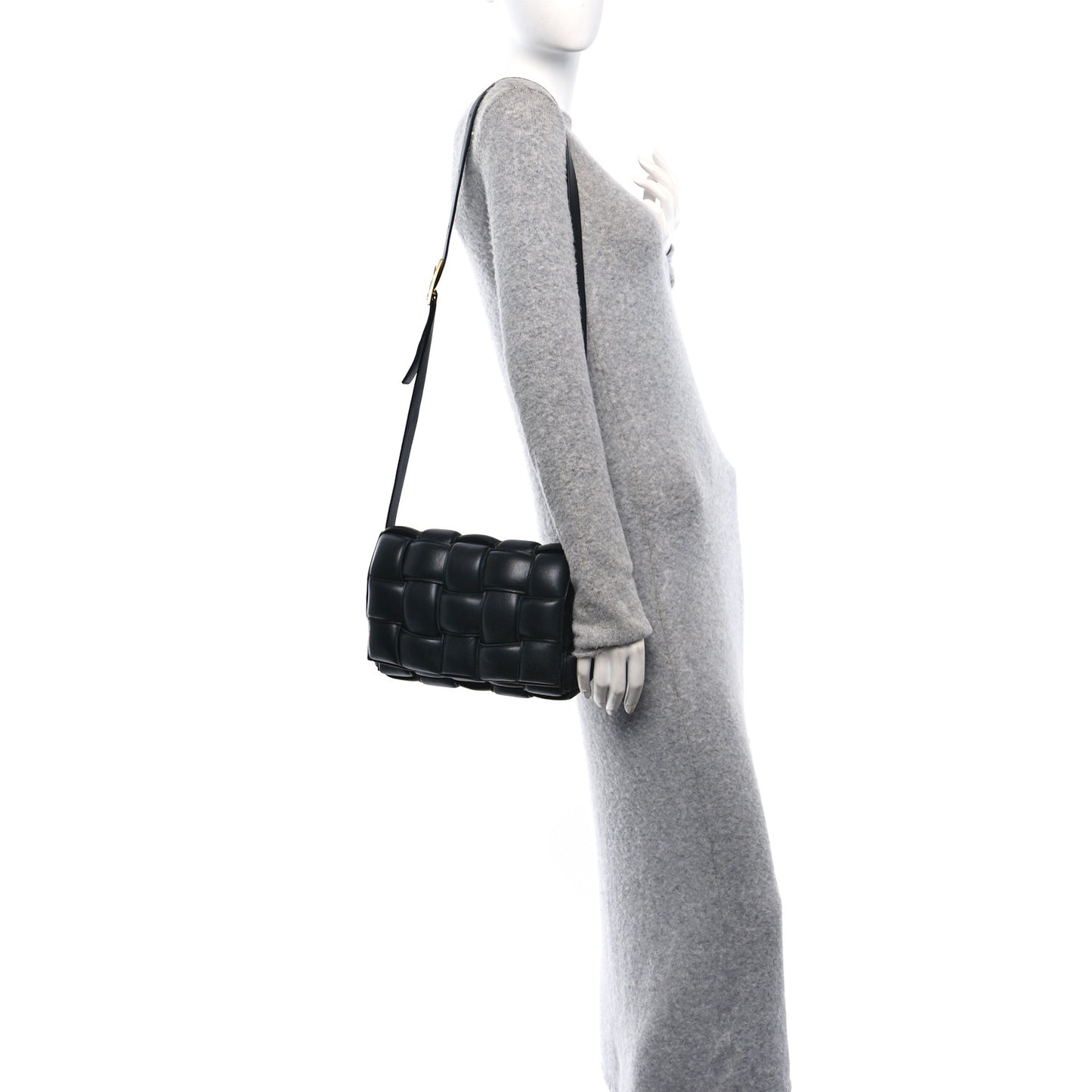 Nappa Maxi Intreccio Padded Cassette Crossbody Bag Black