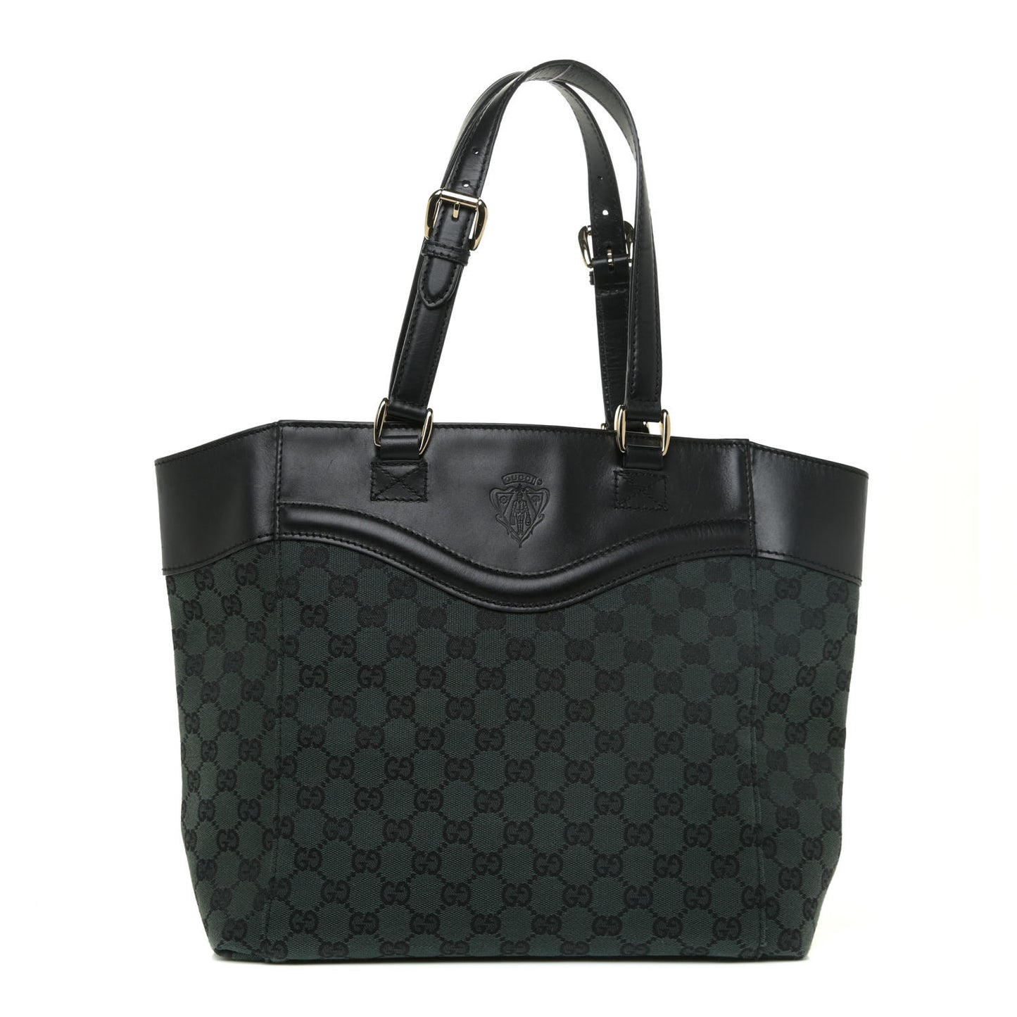 Monogram Crest Tote Green Black