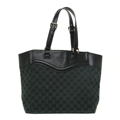 Gucci Monogram Crest Tote Green Black 1 of 18