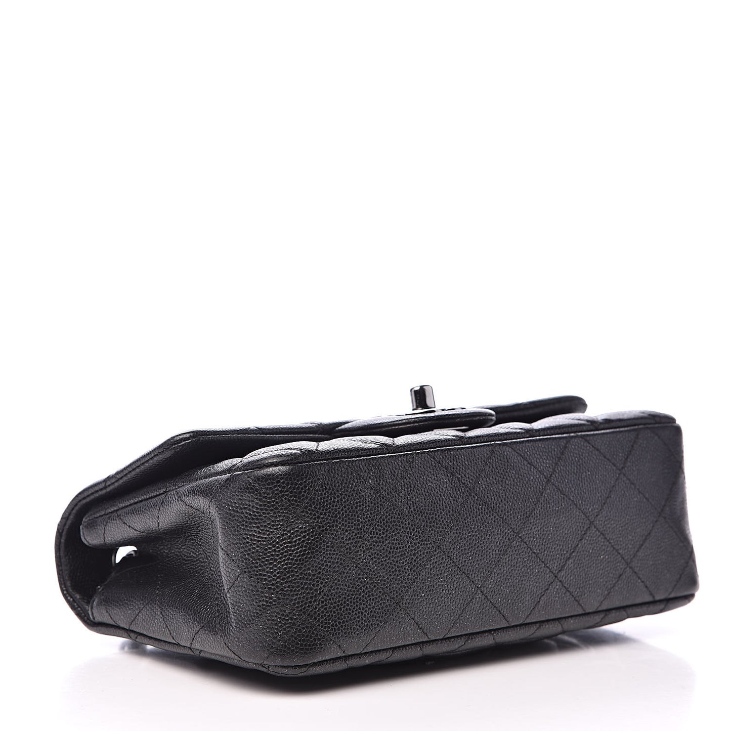 Iridescent Caviar Quilted Mini Rectangular Flap Black