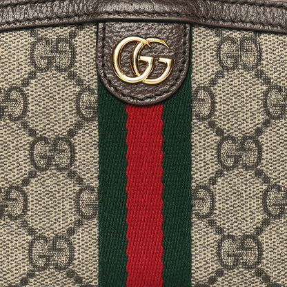 Gucci GG Supreme Monogram Textured Calfskin Web Medium Ophidia Cosmetic Case Beige Ebony New Acero 8 of 10
