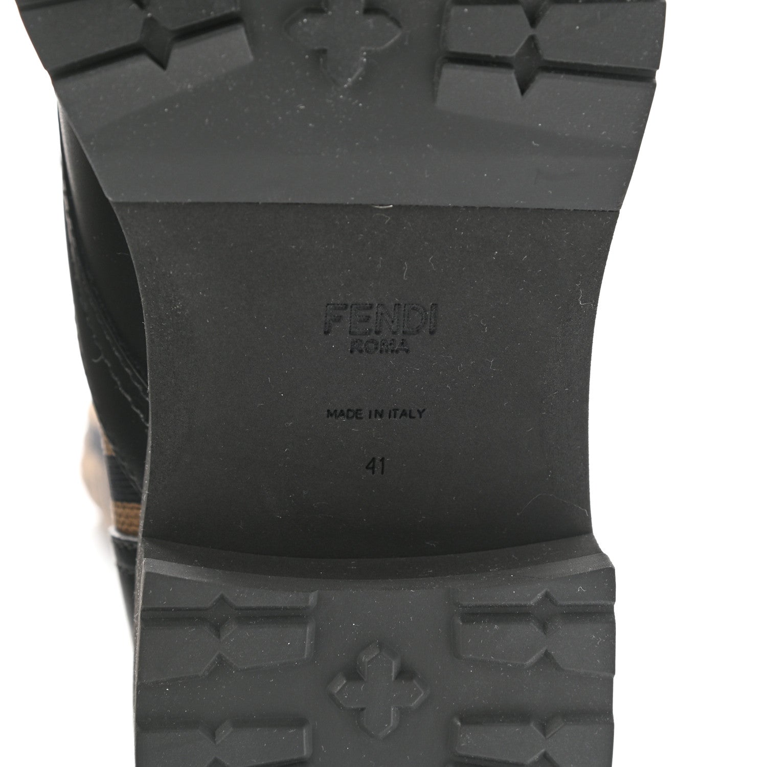 Fendi Calfskin Stretch Fabric FF Rockoko Biker Boots 41 Black Tobacco 6 of 7