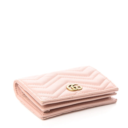 Gucci Calfskin Matelasse GG Marmont Card Case Wallet Perfect Pink 3 of 5