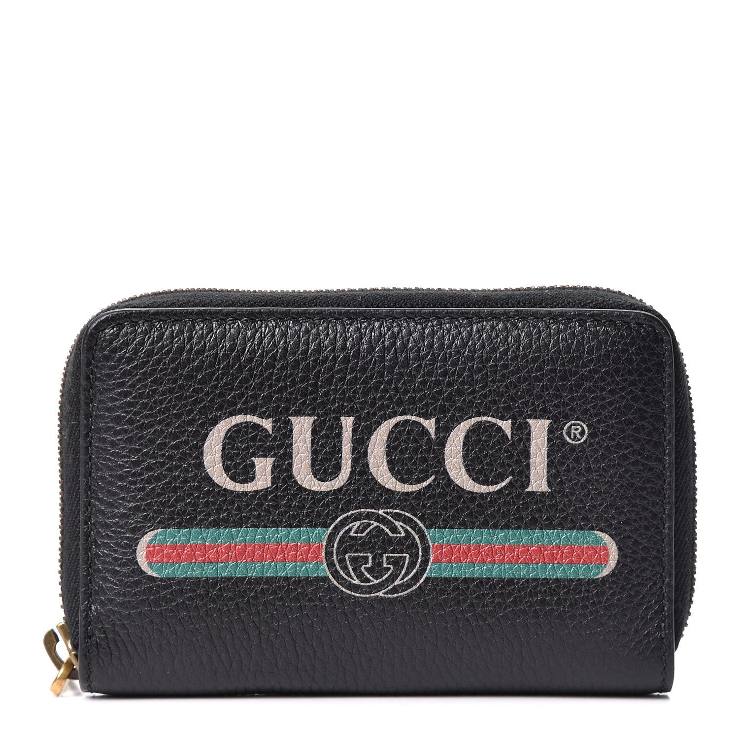 Gucci Calfskin Logo Zip Around Card Case Black 1 of 8