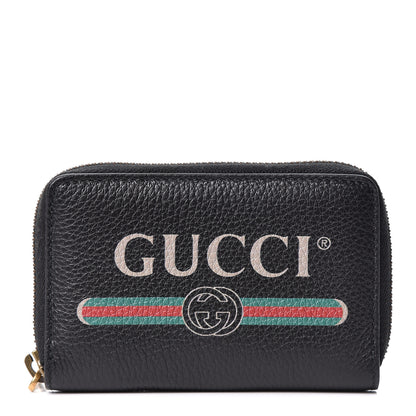 Gucci Calfskin Logo Zip Around Card Case Black 1 of 8