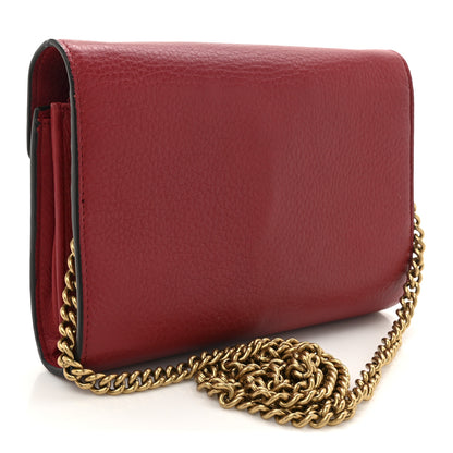 Gucci Calfskin Matelasse GG Marmont Chain Wallet Vulcanic Red 3 of 19