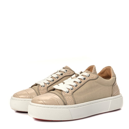 Christian Louboutin Calfskin Crocodile Embossed Vierissima Orlato Flat Sneakers 35.5 Nougat 3 of 9