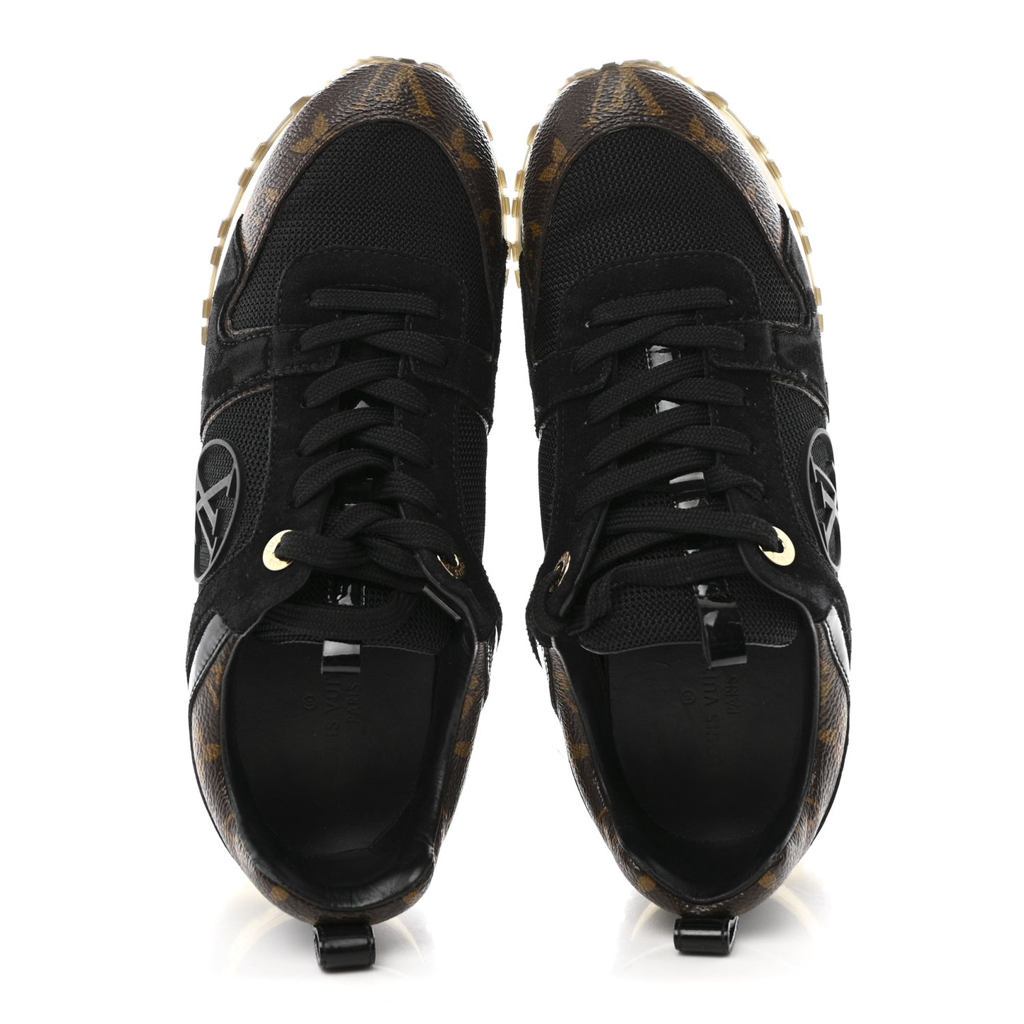 Suede Monogram Run Away Sneakers 36 Black