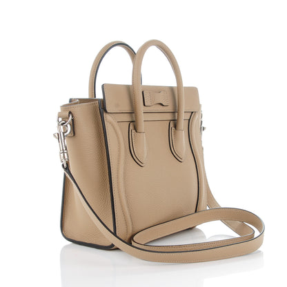 Celine Drummed Calfskin Nano Luggage Dune 3 of 7