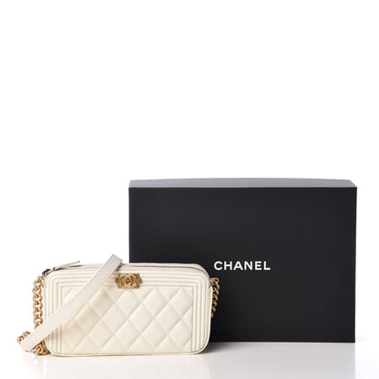 Chanel Caviar Quilted Small Boy Clutch With Chain White 11 of 11