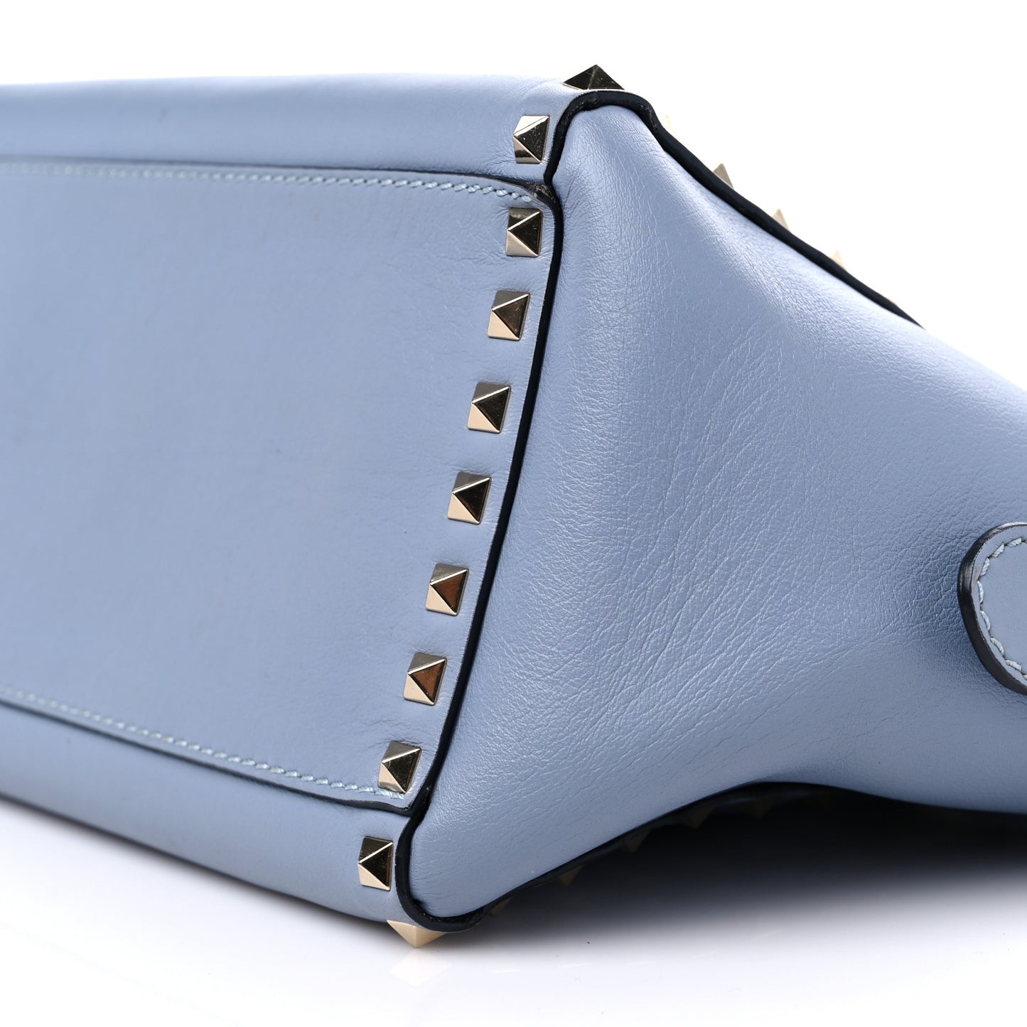 Vitello Small Rockstud Double Handle Tote Grey Blue