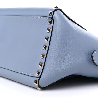 Valentino Garavani Vitello Small Rockstud Double Handle Tote Grey Blue 8 of 13