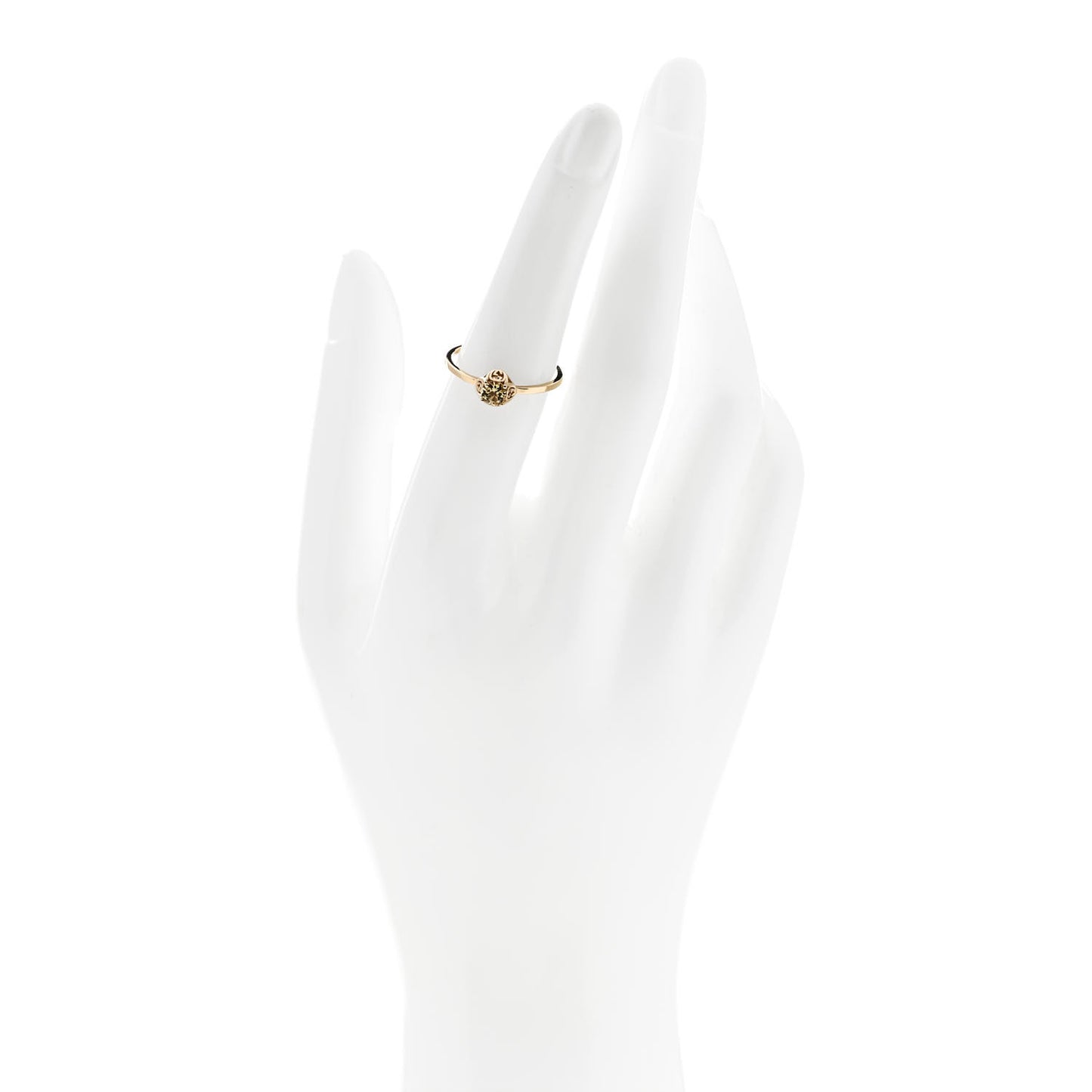 18K Yellow Gold Beryl Interlocking G Ring 53 6.25