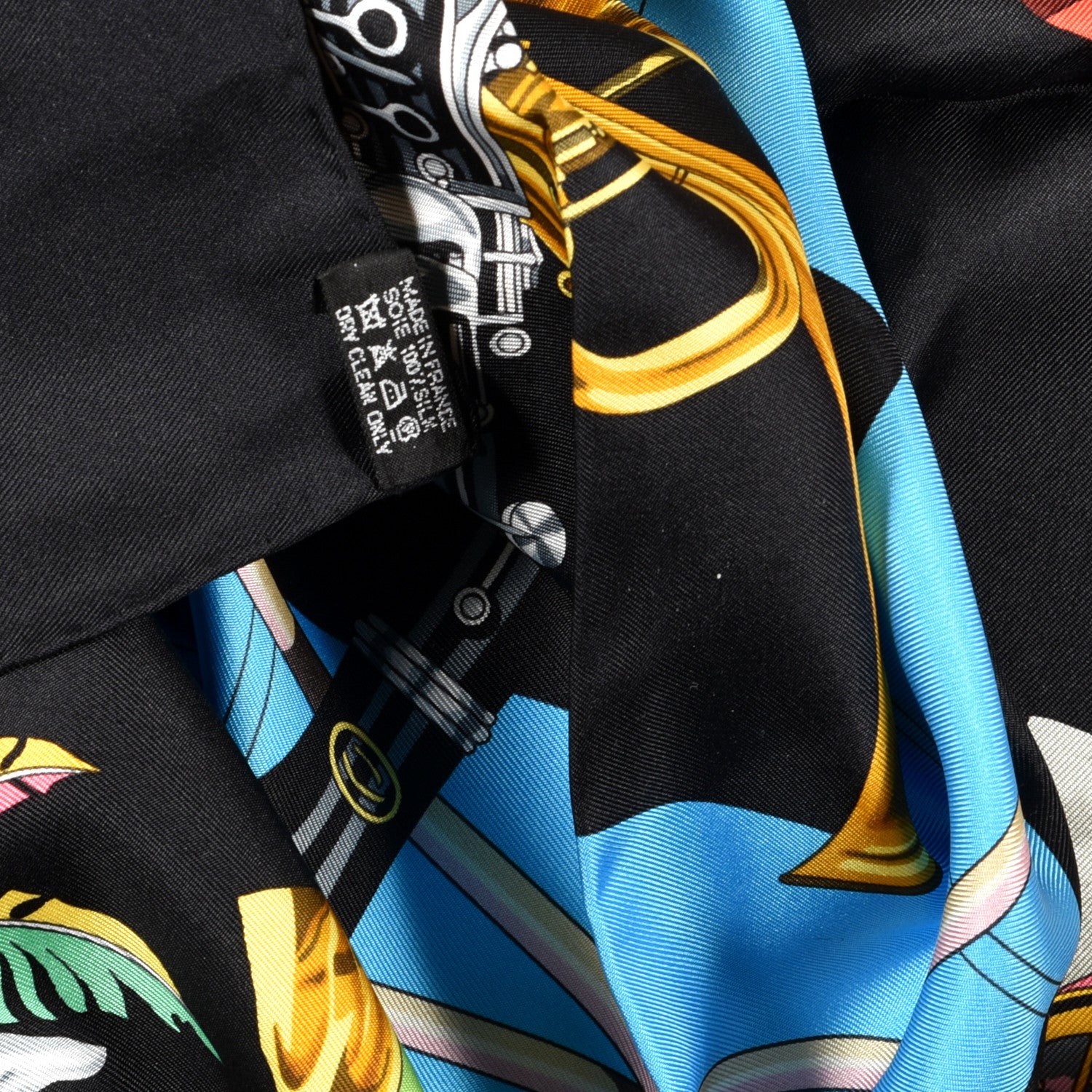 Hermes Silk New Orleans Creole Jazz Scarf 90 5 of 5